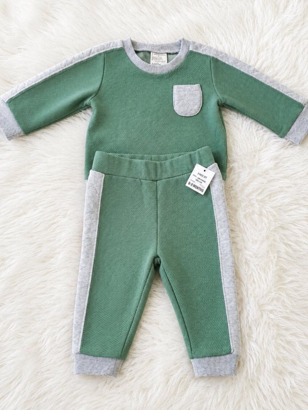 First Impressions Green Baby Boy 2-Pc. Shirt & Pants Set SZ 6-9M